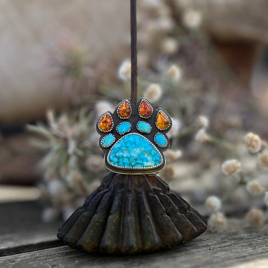 Turquoise Bear Paw Brooch